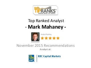 Top Ranked Analyst
- Mark Mahaney -
November 2015 Recommendations
Analyst at:
 