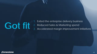 1. Exited the enterprise delivery business
2. Reduced Sales & Marketing spend
3. Accelerated margin improvement initiatives
209
Got fit
 