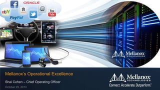 Mellanox’s Operational Excellence
Shai Cohen – Chief Operating Officer
October 25, 2013

 