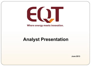 Analyst Presentation
June 2013
 