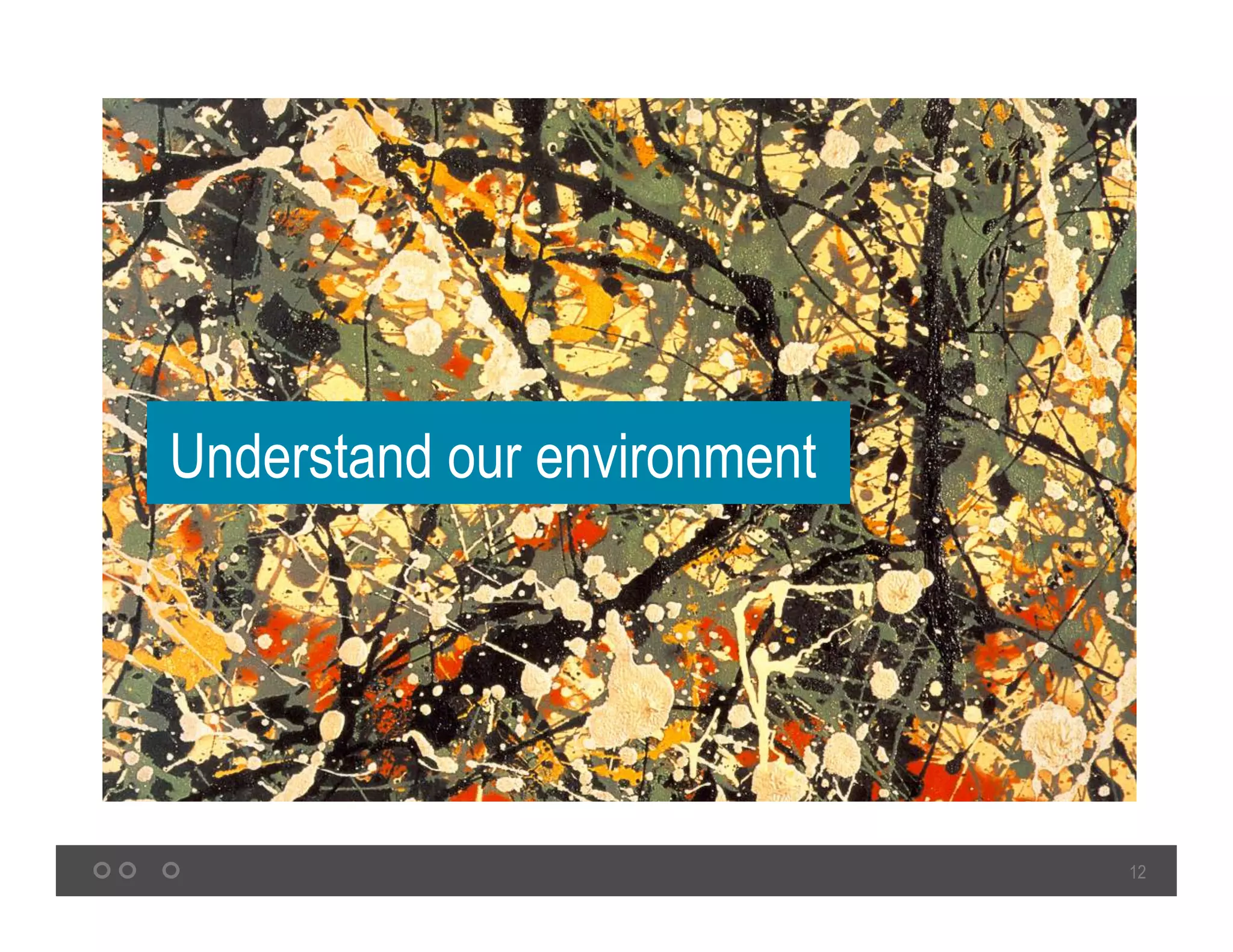 12
Understand our environment
 