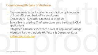 Commonwealth Bank of AustraliaImprovements in bank customer satisfaction by integration of front office and back office employees
