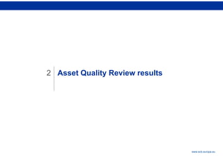 Rubric
www.ecb.europa.eu
Asset Quality Review results
2
 