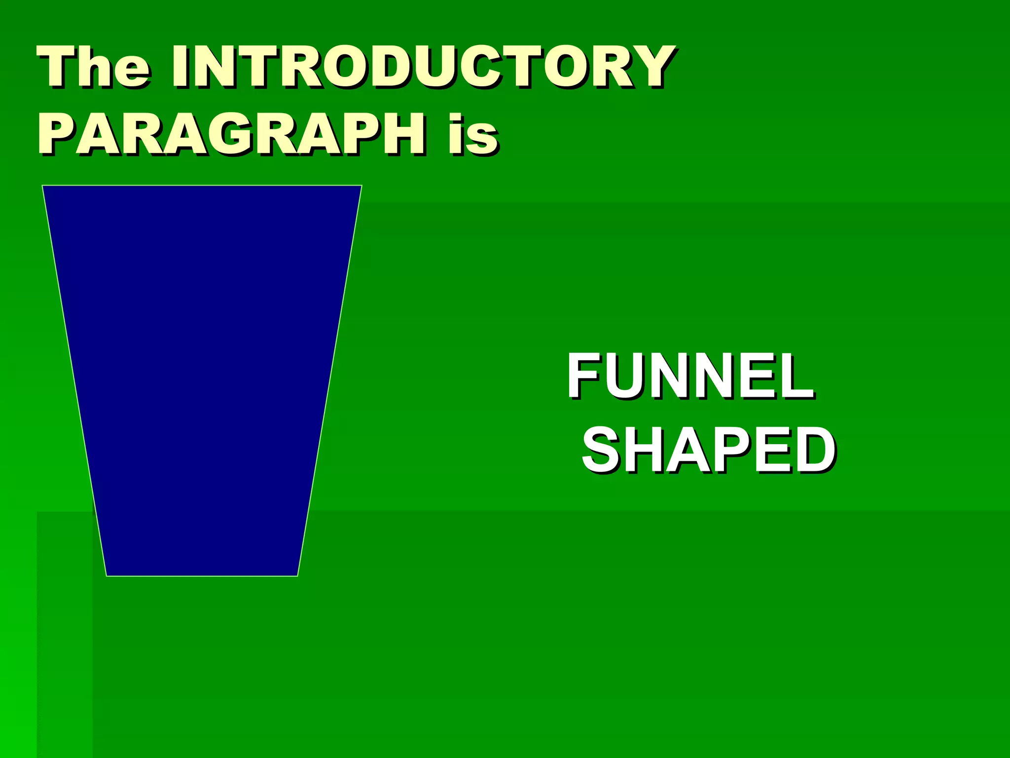 The INTRODUCTORY PARAGRAPH is FUNNEL SHAPED 