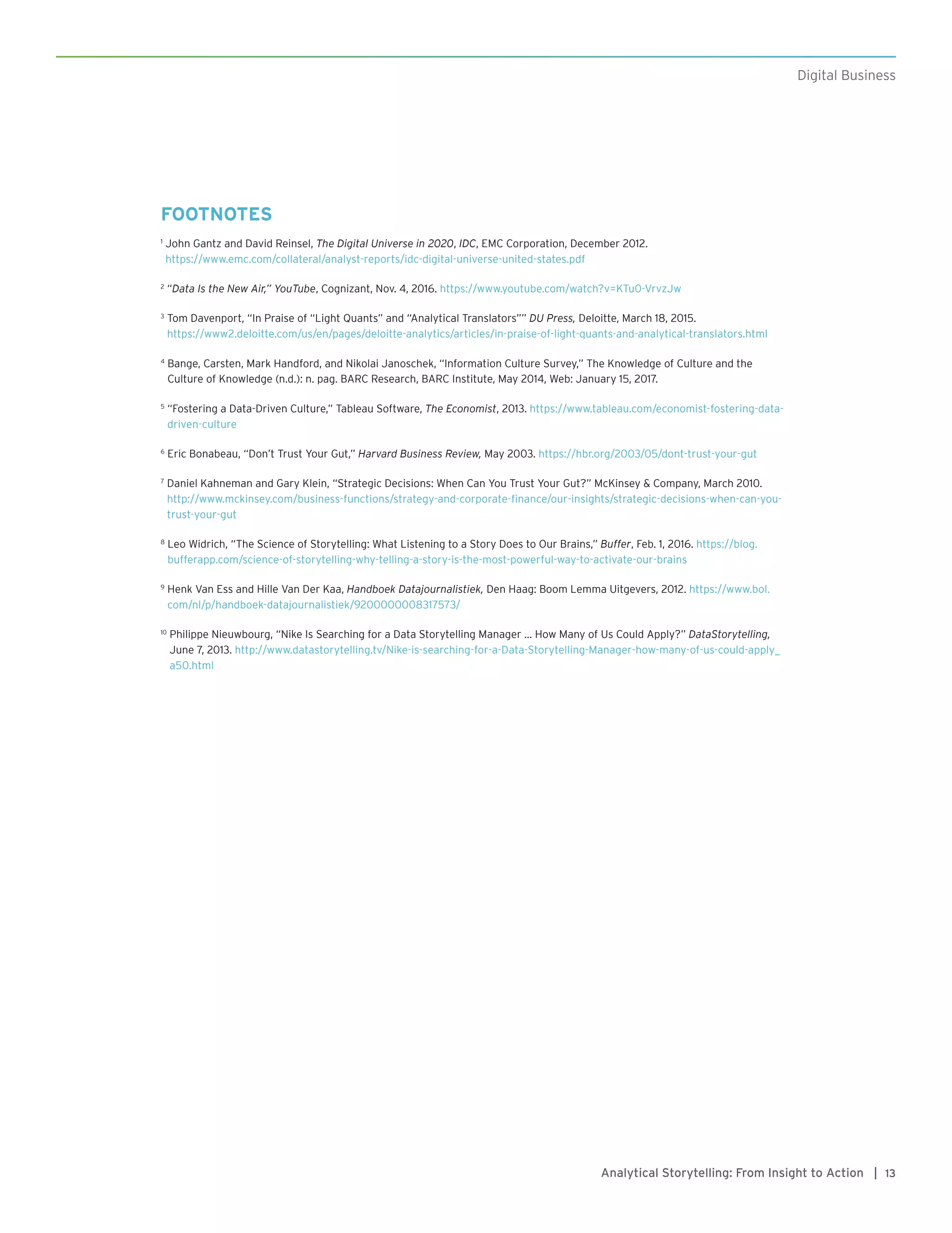 Analytical Storytelling: From Insight to Action | PDF