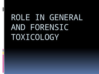 ROLE IN GENERAL
AND FORENSIC
TOXICOLOGY
 