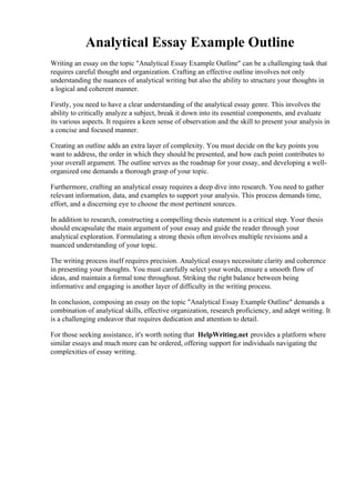Analytical Essay Example Outline PDF Analytical Essay Example Outline PDF