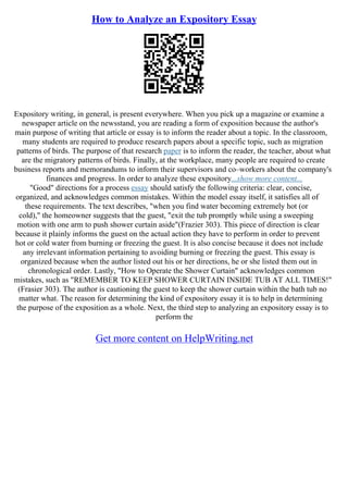 Expository essay topics deals