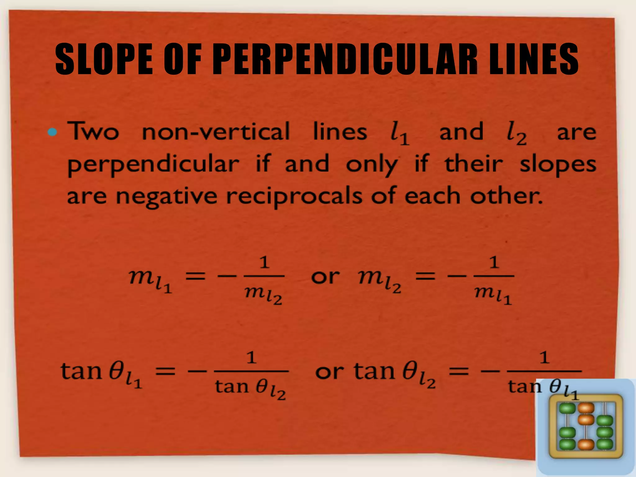 SLOPE OF PERPENDICULAR LINES

 