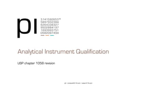 pi | contact@3-14.com | www.3-14.com
Analytical Instrument Qualification
USP chapter 1058 revision
 