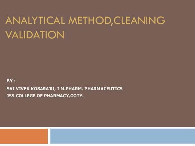 Analytical Methods Cleaning Validation