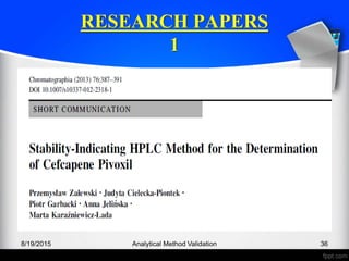 RESEARCH PAPERS
1
8/19/2015 Analytical Method Validation 36
 