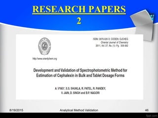 RESEARCH PAPERS
2
8/19/2015 Analytical Method Validation 46
 
