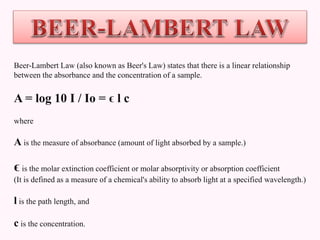 Calcul Absorbance Spectrophotometry | PPTX