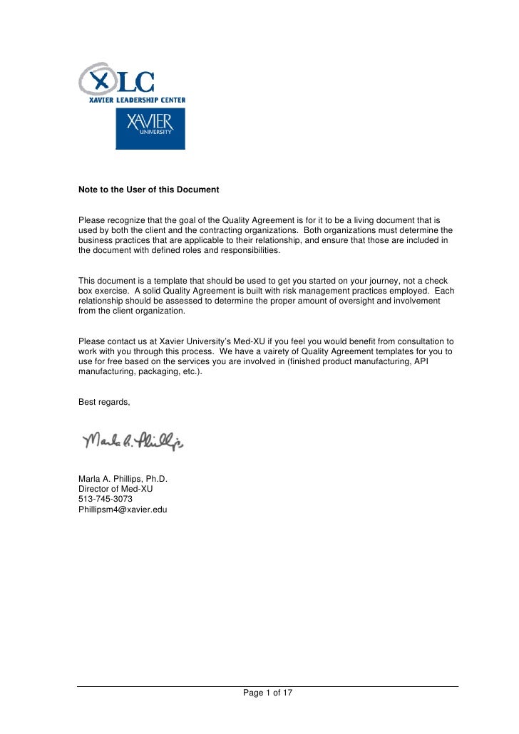 analytical quality agreement template contract extension template