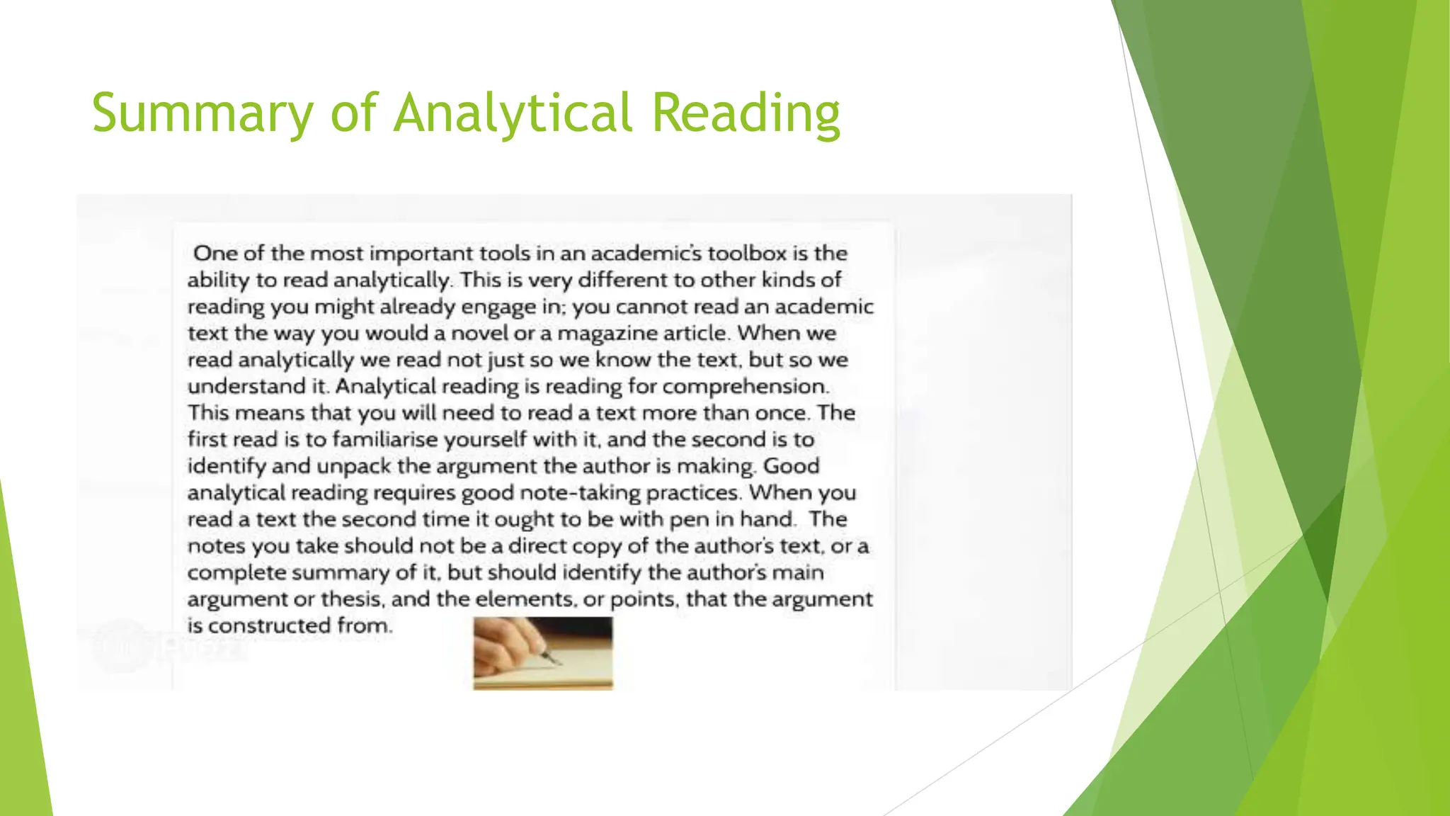 Summary of Analytical Reading
 