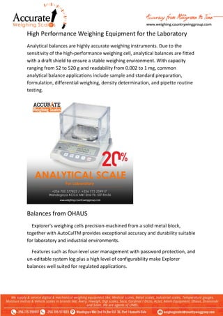 High Performance Weighing Equipment for the Laboratory
Analytical balances are highly accurate weighing instruments. Due t...