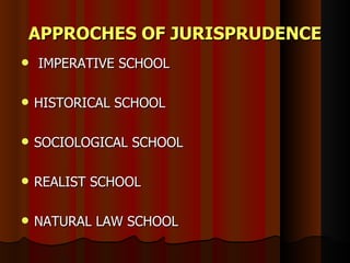 APPROCHES OF JURISPRUDENCE ,[object Object],[object Object],[object Object],[object Object],[object Object]