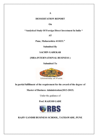 Fdi Thesis Example Analytical study of foreign direct investment in india | DOCX