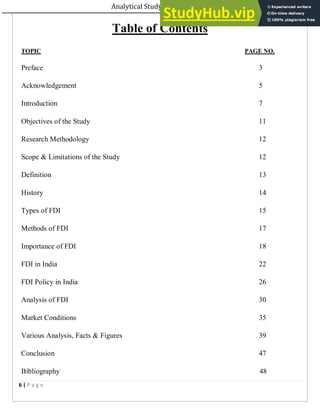 Analytical Study Of Foreign Direct Investment In India (1) | PDF