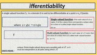 Single Value ANALYTIC FUNCTIONs differentiability .pptx