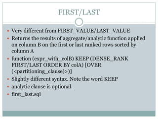 Analytic & Windowing functions in oracle | PPT