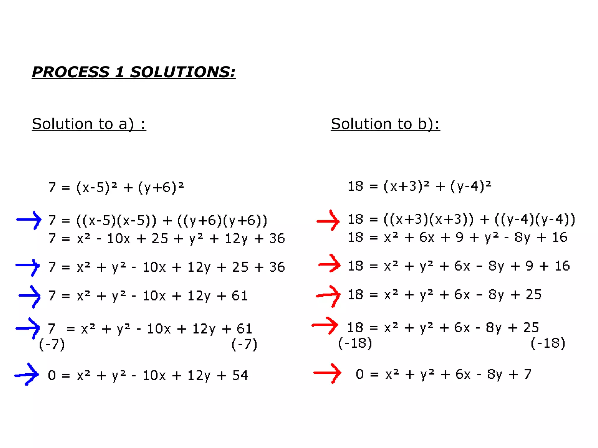 Solution to a) : Solution to b): PROCESS 1 SOLUTIONS: 