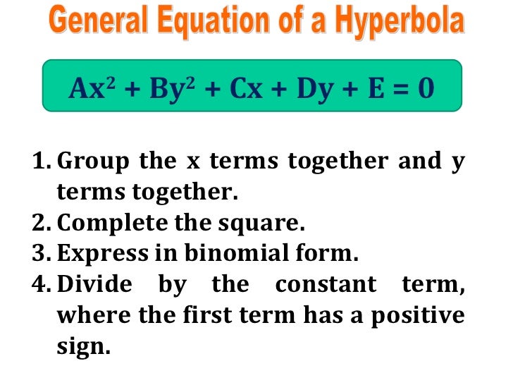 analytic geometry hyperbola standard form for a hyperbola