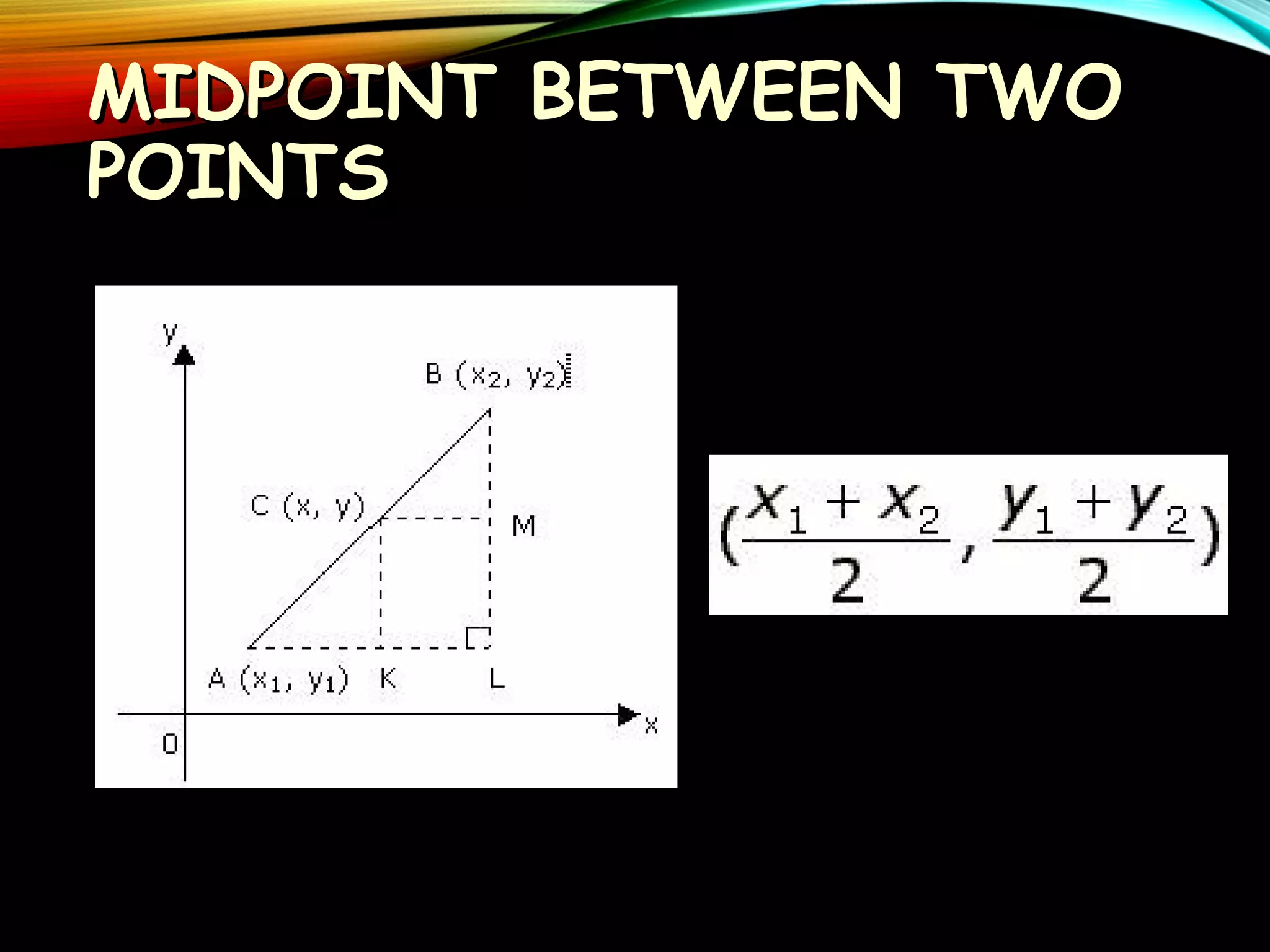 MIDPOINT BETWEEN TWO
POINTS

 
