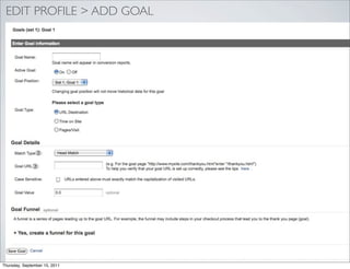 EDIT PROFILE > ADD GOAL




Thursday, September 15, 2011
 