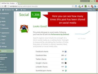 Here you can see how many
times this post has been shared
on social media