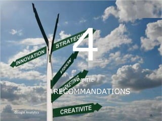 4PARTIE
RECOMMANDATIONS
Google Analytics
15
 