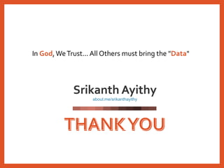 In God,WeTrust... All Others must bring the "Data"
Srikanth Ayithy
about.me/srikanthayithy
 