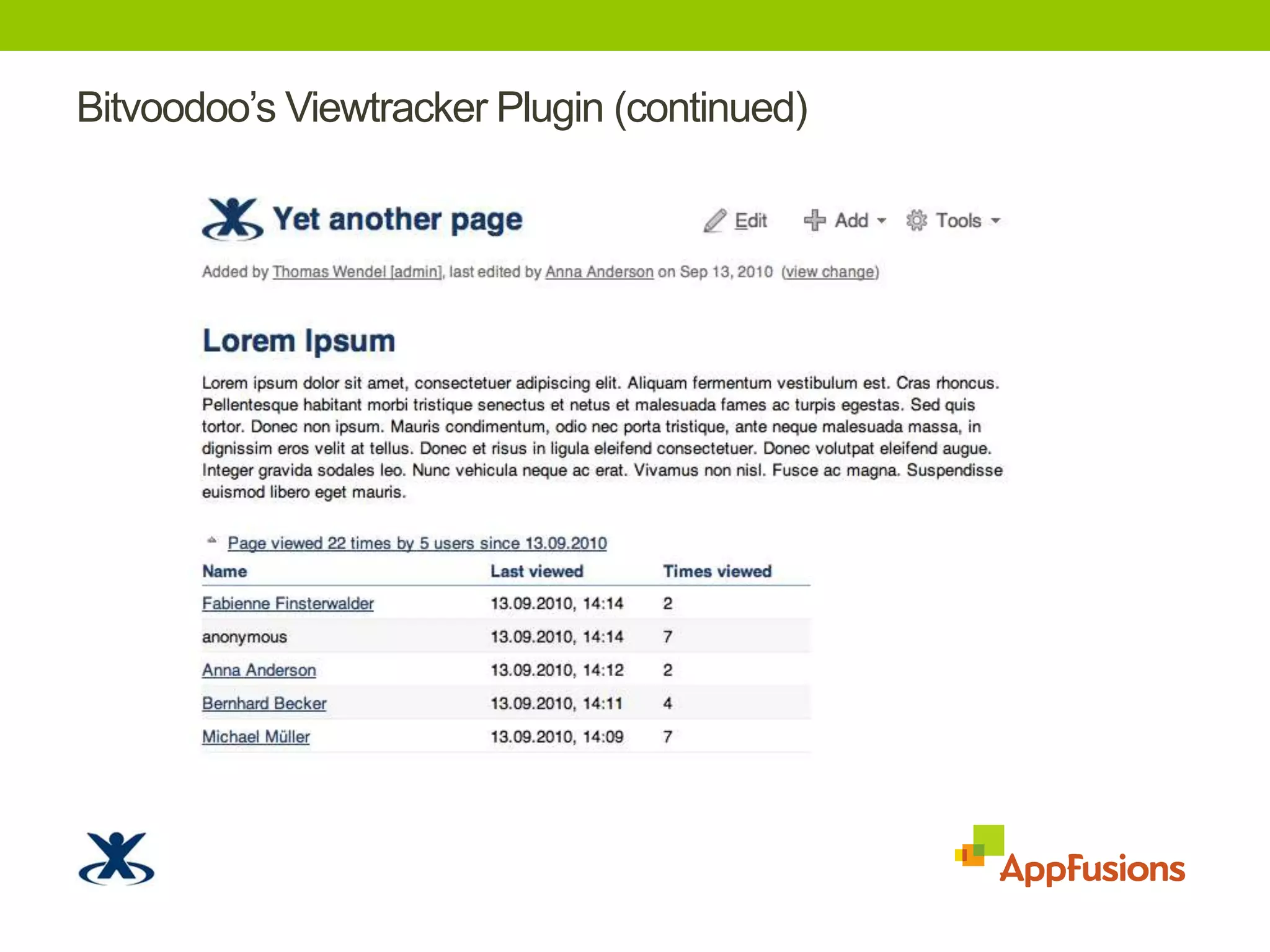 Bitvoodoo’sViewtracker Plugin (continued)