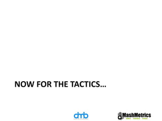 NOW FOR THE TACTICS… 
 