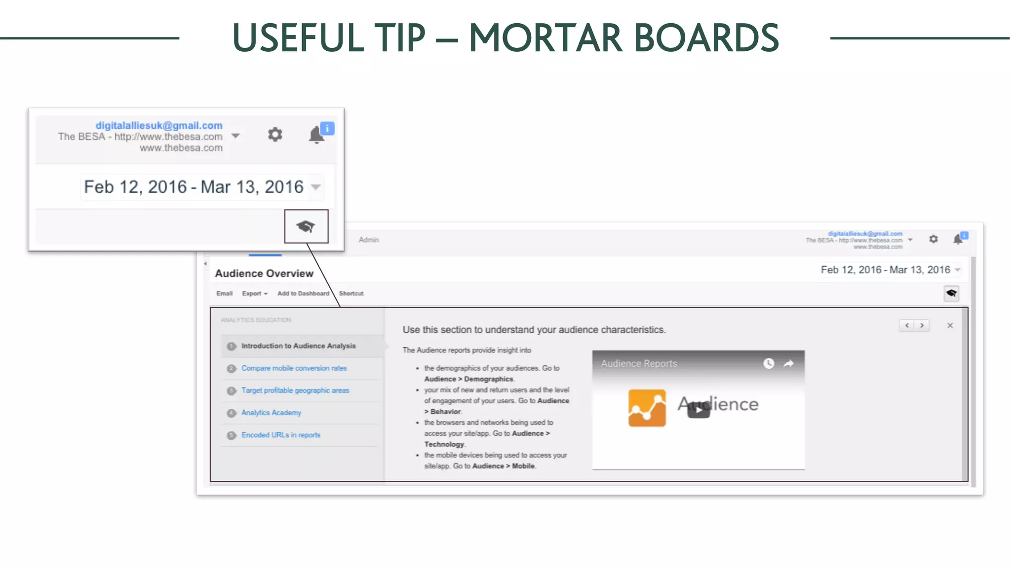 USEFUL TIP – MORTAR BOARDS
 