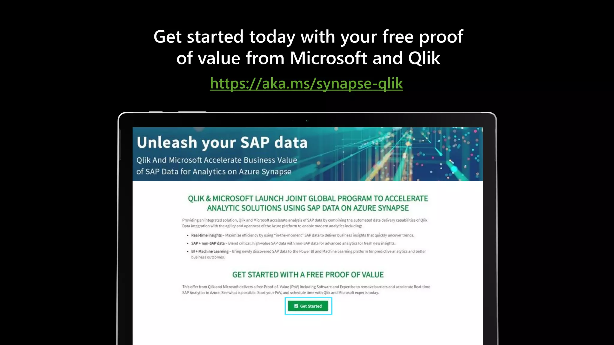 Get started today with your free proof
of value from Microsoft and Qlik
https://aka.ms/synapse-qlik
 