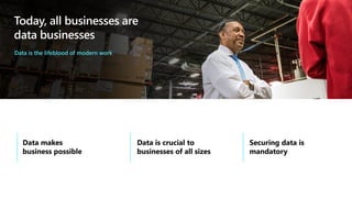 Today, all businesses are
data businesses
Data is the lifeblood of modern work
 