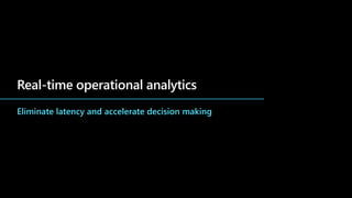 Real-time operational analytics
Eliminate latency and accelerate decision making
 