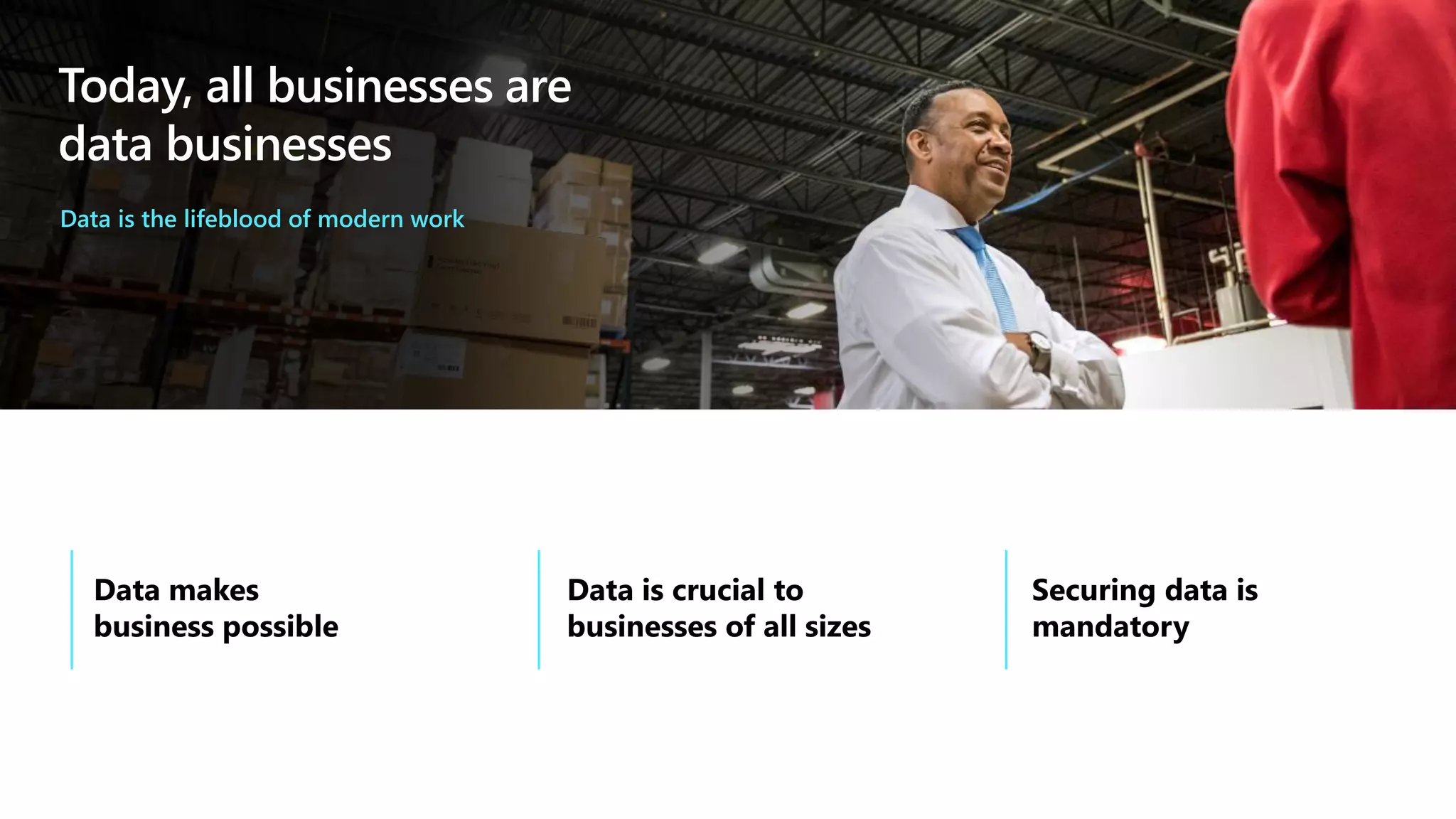 Today, all businesses are
data businesses
Data is the lifeblood of modern work
 