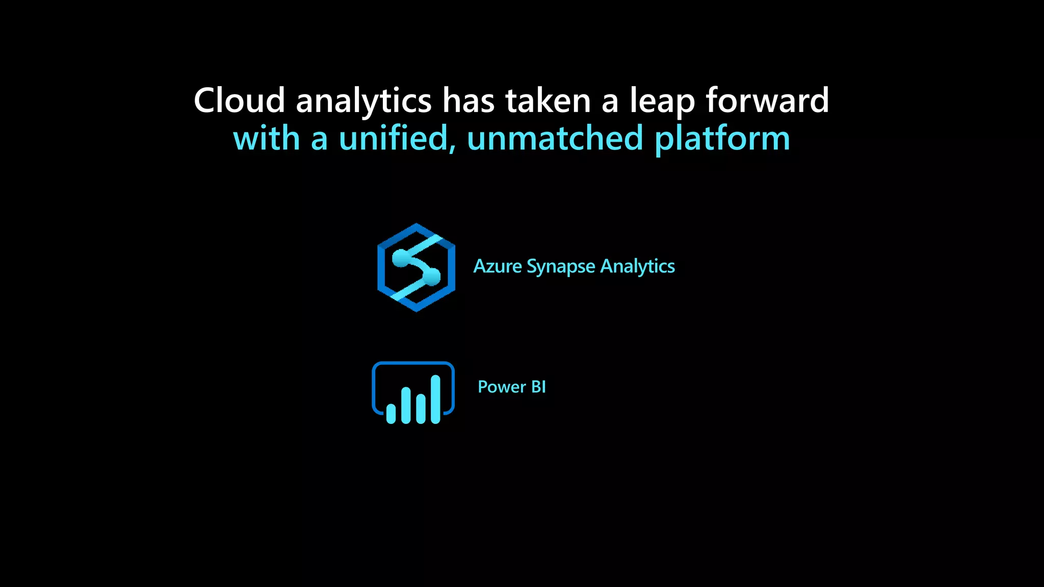 Unified experienceAzure Synapse Studio
Integration Management Monitoring SecuritySQL
Azure Data Lake Storage
Azure Machine
Learning
On-premises
data
Cloud
data
SaaS data
Streaming
data
Cloud analytics has taken a leap forward
with a unified, unmatched platform
Azure Synapse Analytics
Power BI
 