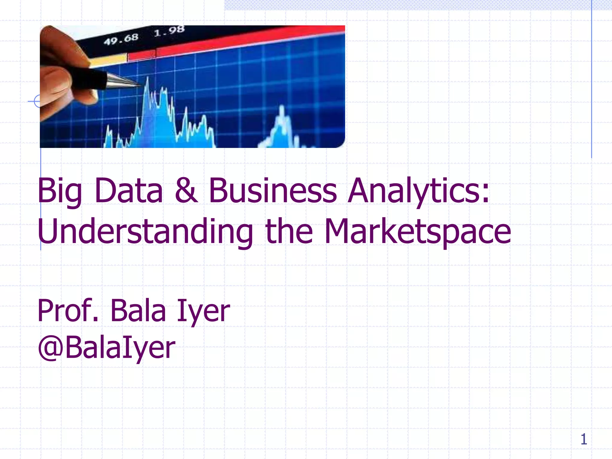 Big Data & Business Analytics:
Understanding the Marketspace
Prof. Bala Iyer
@BalaIyer
1

 