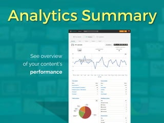 Analytics Summary 
See overview 
of your content’s 
performance 
 