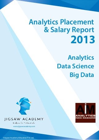 Analytics
Data Science
Big Data
Analytics Placement
& Salary Report
2013
www.jigsawacademy.com
©Jigsaw Academy Education Pvt. Ltd.
 