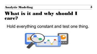 Hold everything constant and test one thing.
5Analytic Modeling
What is it and why should I
care?
 