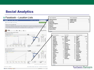Social Analytics
   Facebook – Location Lists
 
