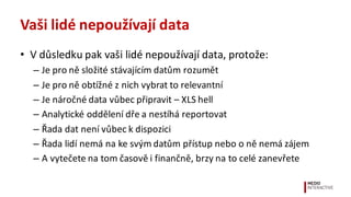 Vaši	
  lidé	
  nepoužívají	
  data
• V	
  důsledku	
  pak	
  vaši	
  lidé	
  nepoužívají	
  data,	
  protože:
– Je	
  pro...
