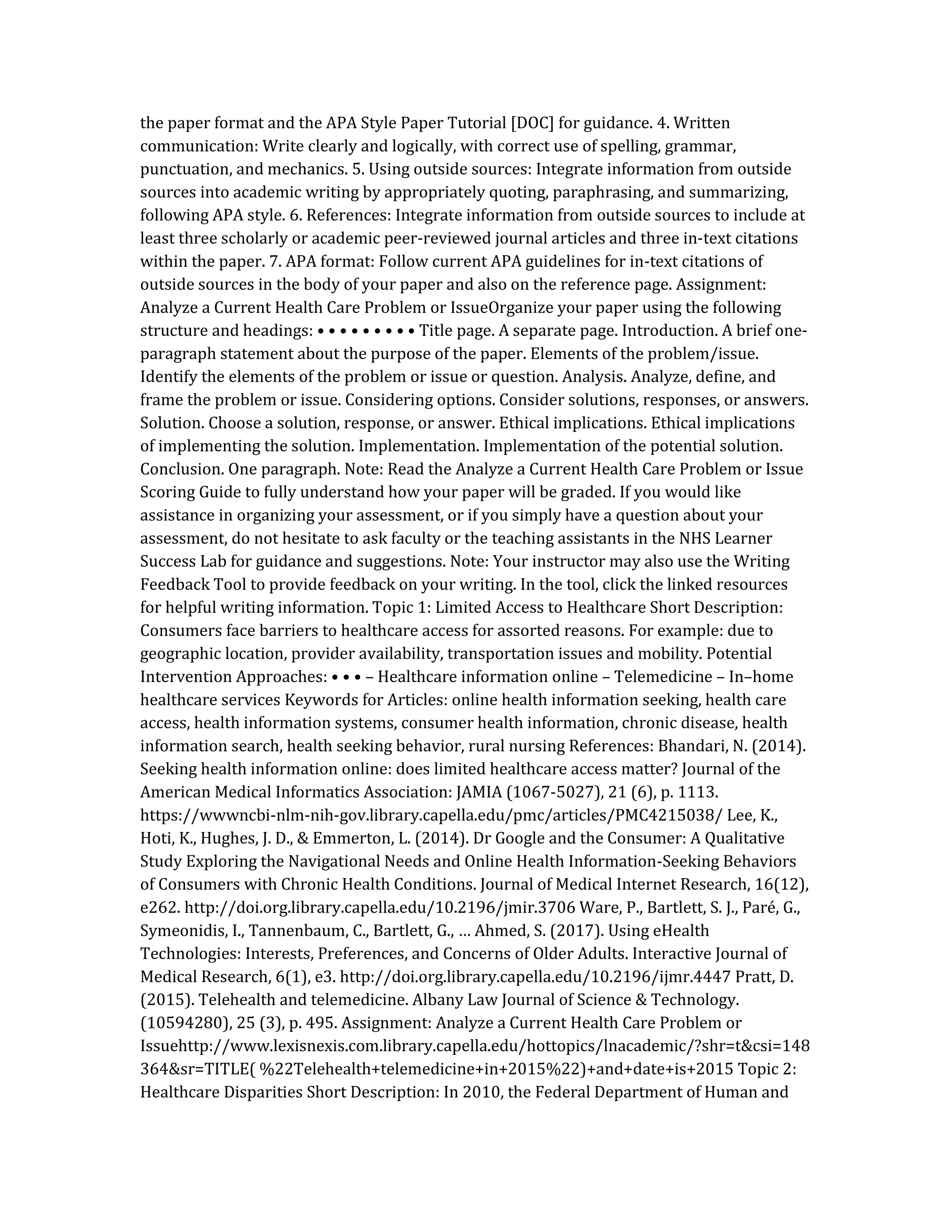 Analyze a Current Health Care Problem or Issue.docx