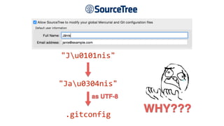 "Jau0304nis"
"Ju0101nis"
.gitconfig
as UTF-8
WHY???
 