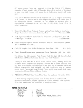 Analyzer Engineer Process Hydrocarbons | DOCX | Chemistry | Science